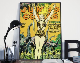 Sheena Queen of the Jungle Vintage Comic Poster Art Print
