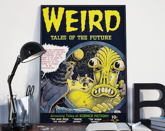 Vintage Science Fiction Poster. Weird Tales of the Future Vintage Scifi / Outer Space Poster or Canvas Print