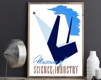 VINTAGE SCIENCE MUSEUM Poster Print -  Museum of Science & Industry Vintage Poster or Canvas Print