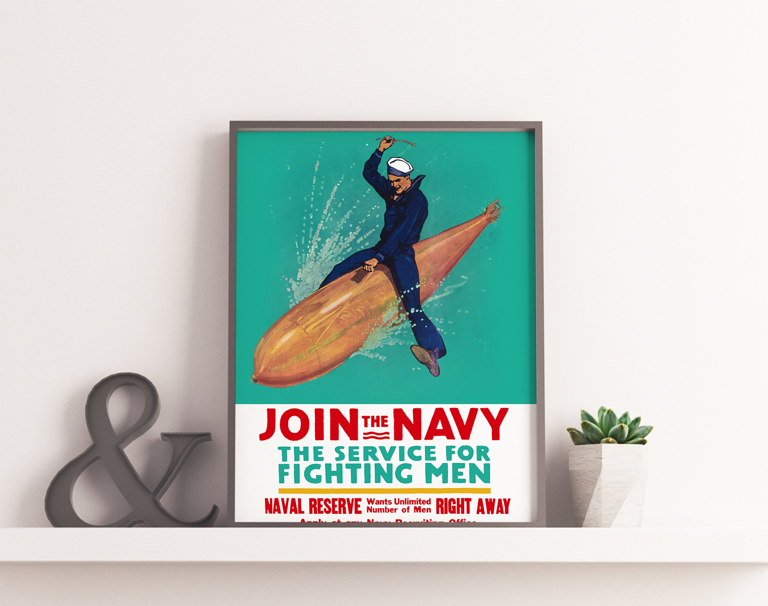 VINTAGE NAVY POSTER, World War 2 Navy Poster: WW2 Navy Propaganda