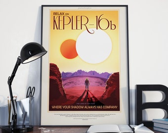 RUIMTEVAART POSTER- Kepler Art Print, Space Exploration Poster, Retro Futuristische Look