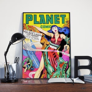 Vintage Science Fiction Poster.  Plant Comics, Space Adventure, Lost Worlds Vintage Scifi / Outer Space Poster or Canvas Print