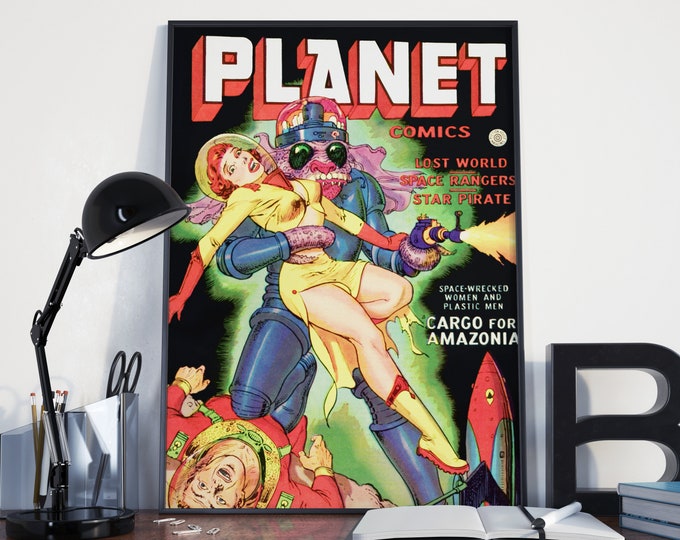 VINTAGE SCIENCE FICTION Outer Space Art Print: Planet Comics Vintage Scifi Poster or Canvas Print