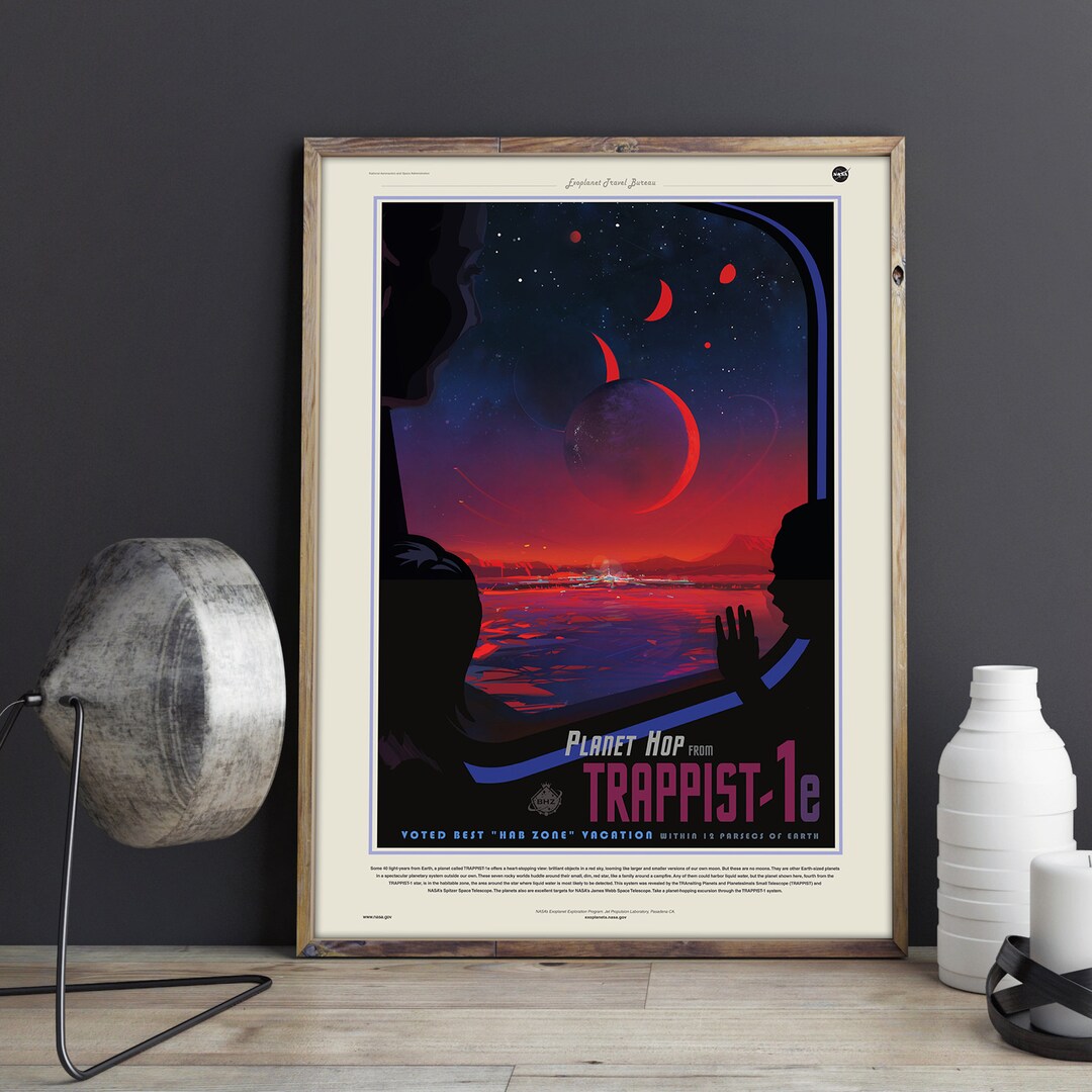 SPACE TRAVEL POSTER Trappist Nasa Art Print, Retro Space Exploration ...