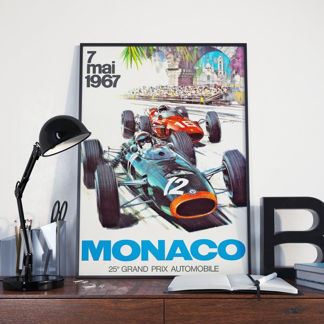 AFFICHE DE COURSE VINTAGE F1 Monaco vintage Auto Racing - Etsy France