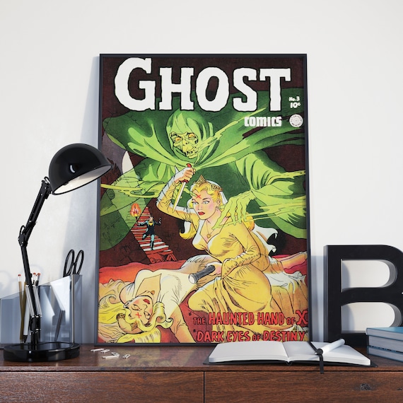 VINTAGE HORROR MOVIE Poster - Green Ghost and Pin up Girl Vintage Poster or  Canvas Print - Etsy
