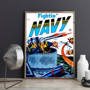 VINTAGE NAVY POSTER - World War 2 Propaganda Vintage Navy Poster or Canvas Print