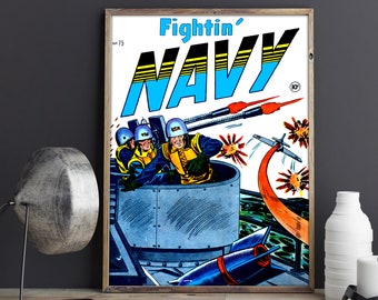 VINTAGE NAVY POSTER - Vintage Kriegsmarine Plakat oder Leinwanddruck