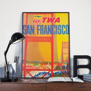 VINTAGE SAN FRANCISCO Travel Poster, San Francisco California Travel Art Poster or Canvas Print