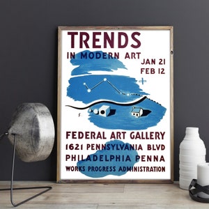 Vintage Art Print - Trends in Modern Art Exhibition Poster, Art Gallery Poster or Canvas Print