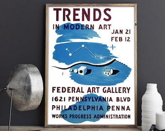 Impresión de arte vintage: póster de exposición de tendencias en arte moderno, póster de galería de arte o impresión en lienzo