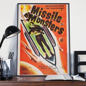 VINTAGE MOVIE POSTER - Missile Monsters. Retro Science Fiction Poster, Great Living Room Decor!