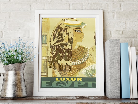 Vintage Egypt Travel Poster - Cleopatra Wall Art, Egyptian Art