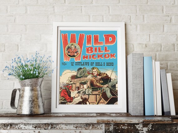 Vintage Western Poster - Wild West Bill Hickok Cowboy Poster, Western Art Poster or Canvas Print