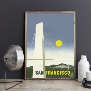 VINTAGE SAN FRANCISCO Travel Poster, San Francisco California Travel Art Poster or Canvas Print