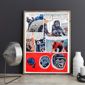 VINTAGE SCIFI POSTER - Ape Monsters Wall Art Print