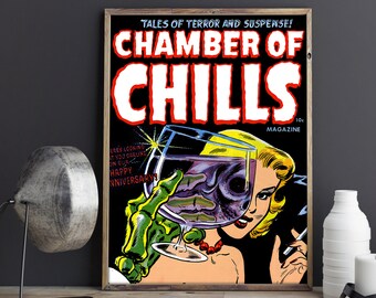 Vintage Horror Movie Poster - Chamber of Chills #2 Vintage Science Fiction Art Print / Canvas Print