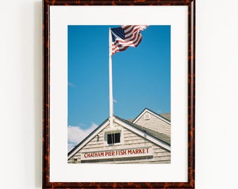 Chatham Pier Fish Market Print: Cape Cod Coastal Americana Film Photo