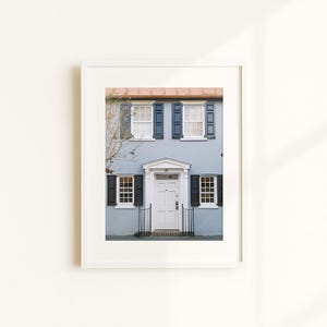 Charleston Blue House Photo Print | Historic Home Wall Art | Southern Architecture Photography | Travel Decor | 35mm Film Style Print