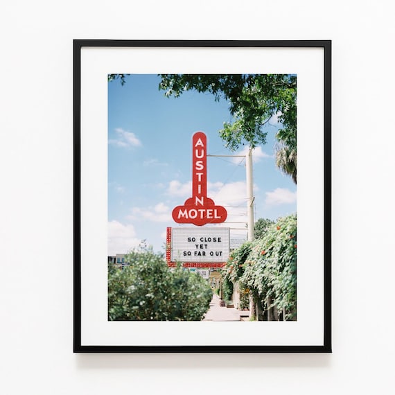 Austin Motel Photo Print | South Congress Sign Art | Austin Texas Wall Decor | 35mm Film Motel Sign | Retro Travel Photography Print