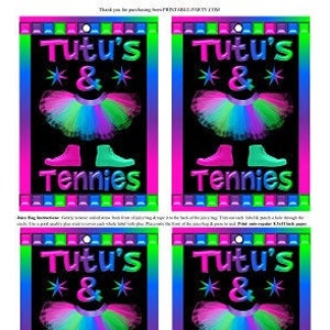 Druckbare Saftbeutel-Etiketten | Tutus und Tennies Tütü Tennie Schuhe Geburtstag | Sofort Download