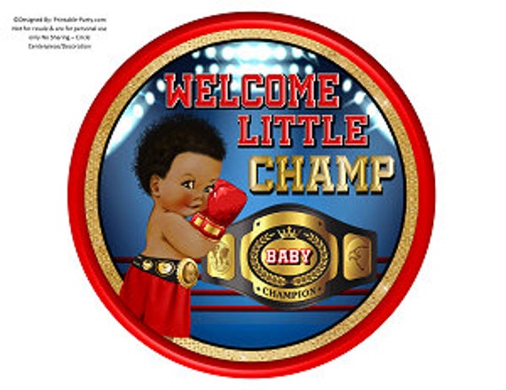 8 Inch Circle Printable PDF Instant Download Charger Plate Insert CenterPiece | Boxing Boxer Champ Sports Red Gold Black Blue Baby Shower Il_570xn