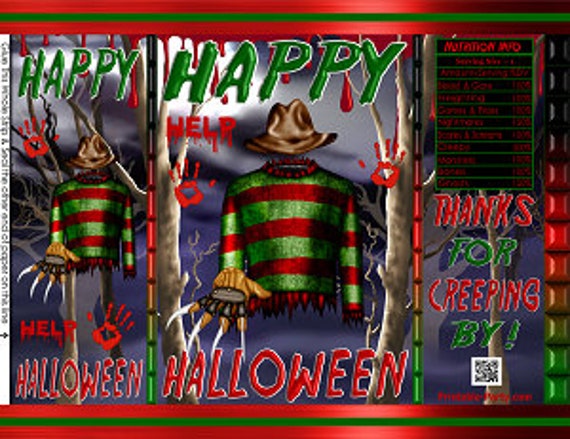 Halloween Printable Potato Chip Bags | Nightmare Street Bloody Scary Party Favors Il_570xn