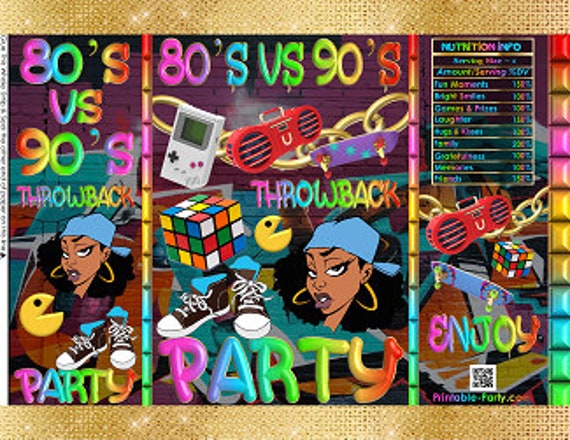 Printable Potato Chip Bags | Throwback Retro I Love The 80's vs 90's Party Gold Hip Hop | Party Favors Il_570xn