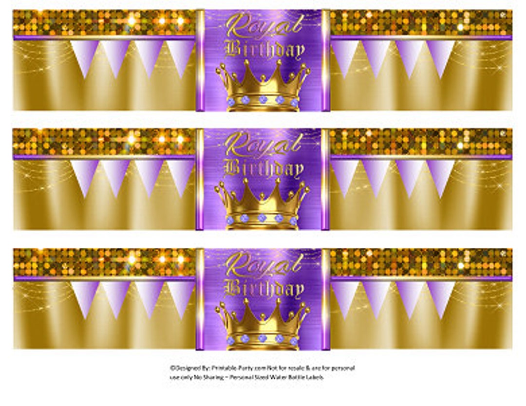 Printable Water Bottle Labels | Royal Birthday Crown Prince Princess ...