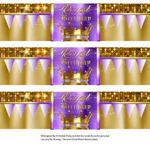 Printable Water Bottle Labels | Royal Birthday Crown Prince Princess ...