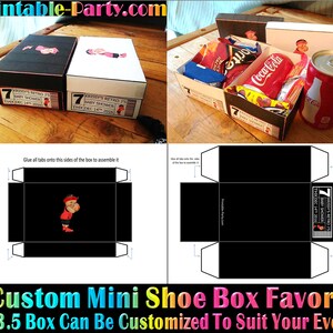 Printable Custom Mini Shoe Box | Custom Favor Boxes | Personalized ...