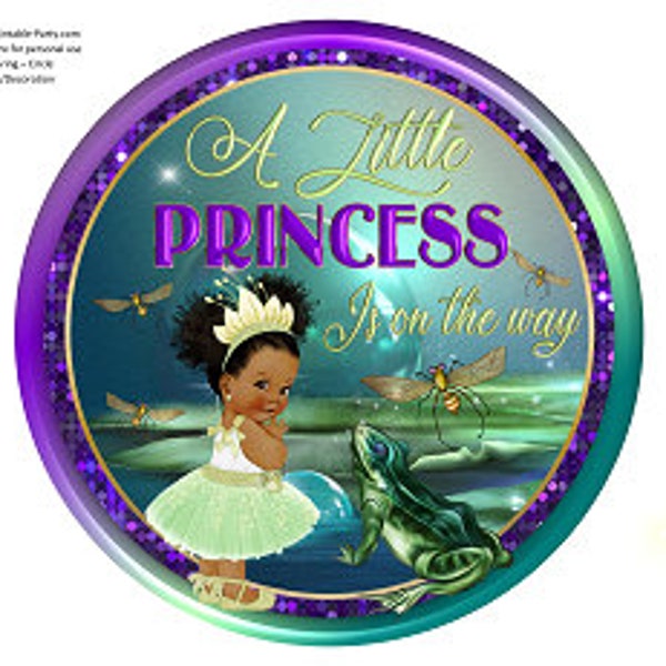 8 Inch Circle Printable PDF Instant Download Charger Plate Insert Center Piece | Green Purple Princess Frog Centerpiece