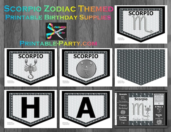 Printable Scorpio Birthday Party Supplies Zodiac Astrology Horoscope Theme Il_570xn