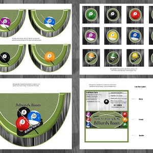 Billiards Room Birthday Theme Printable Party Supplies - Etsy