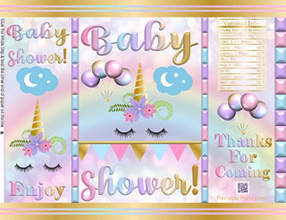 Printable Chip Bags | Instant Download Favor Bags | Unicorn Theme | Baby Shower Il_570xn