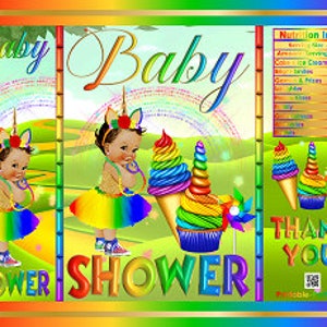Printable Chip Bags | Unicorn Rainbow Gold African Tutu Baby Shower | Instant Download