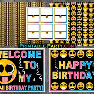 Printable Emoji Birthday Party Decorations and Theme Supplies - Etsy