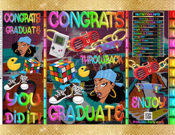 Printable Potato Chip Bags | Throwback Retro I Love The 80's 90's Prom Graduation Gold Hip Hop | Party Favors Il_570xn