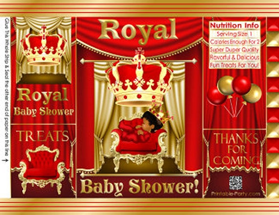Printable Chip Bags | Potato Chip Bags Prince Boy| Ethnic African Amercian | Royal Red Gold Baby Shower Il_570xn