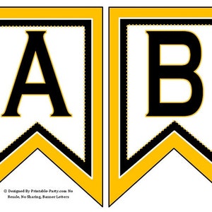 5x8 Inch Swallowtail Golden Yellow Black Printable Banner Letters