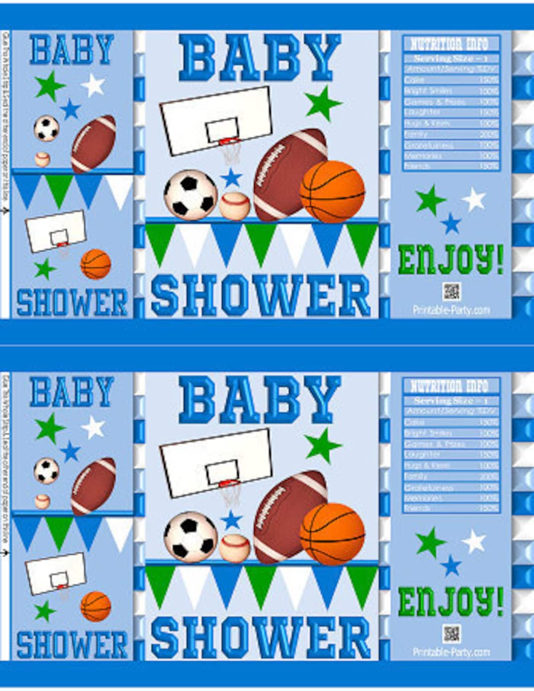PDF Printable Mini Bags Sports Bsketball Football Baseball Blue White ...