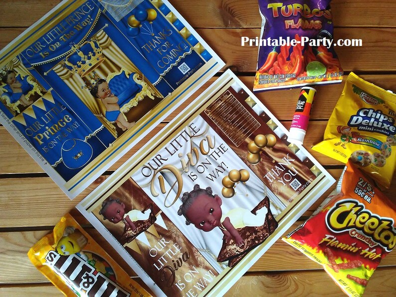 Printable Potato Chip Bags Diaper Girl Baby Shower Purple Silver Party