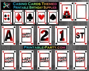 Printable Casino Night Cards Birthday Party Supplies