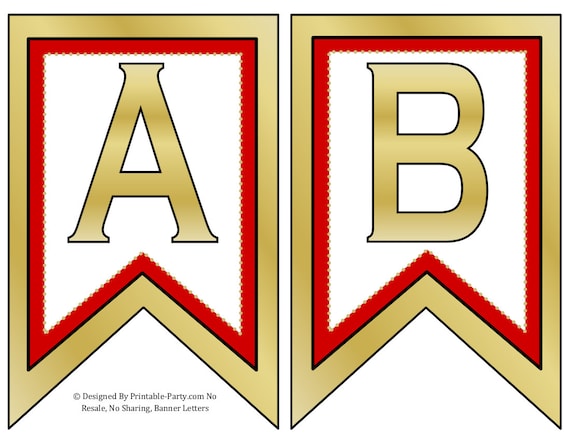 5x8 inch swallowtail gold red black printable banner letters by printable party com catch my party
