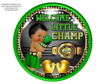 Círculo de 8 pulgadas imprimible PDF Descarga instantánea Placa de cargador Insertar pieza central / Boxeo Boxer Champ Deportes Verde Oro Negro Baby Shower