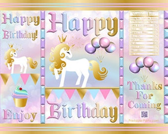 Printable Chip Bags | Instant Download Favor Bags | Unicorn Rainbow Themed | Birthday