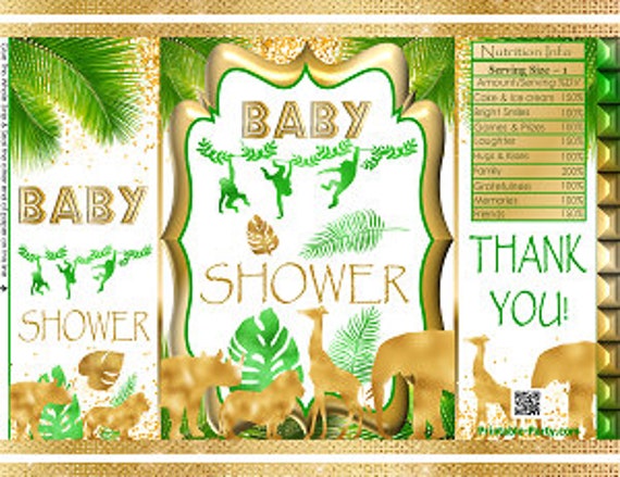 Printable Potato Chip Bags | Gold Green Safari Jungle Wild Animals Baby Shower Favors Il_570xn