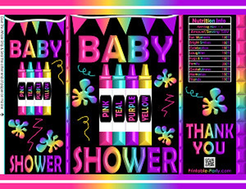 Printable Potato Chip Bags Crayon Box Black Pink Purple Teal | Etsy