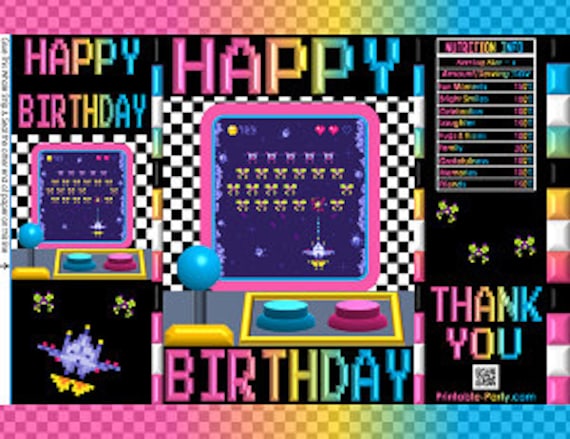 Printable Potato Chip Bags | Arcade Video Game Retro 80's 90's Pink Blue Yelllow Birthday Favors Il_570xn