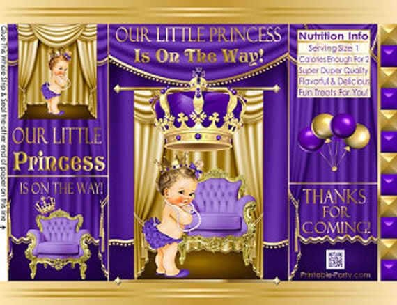 Printable Potato Chip Bags | Baby Shower Purple Gold | Royal Princess Girl Party Favors Il_570xn